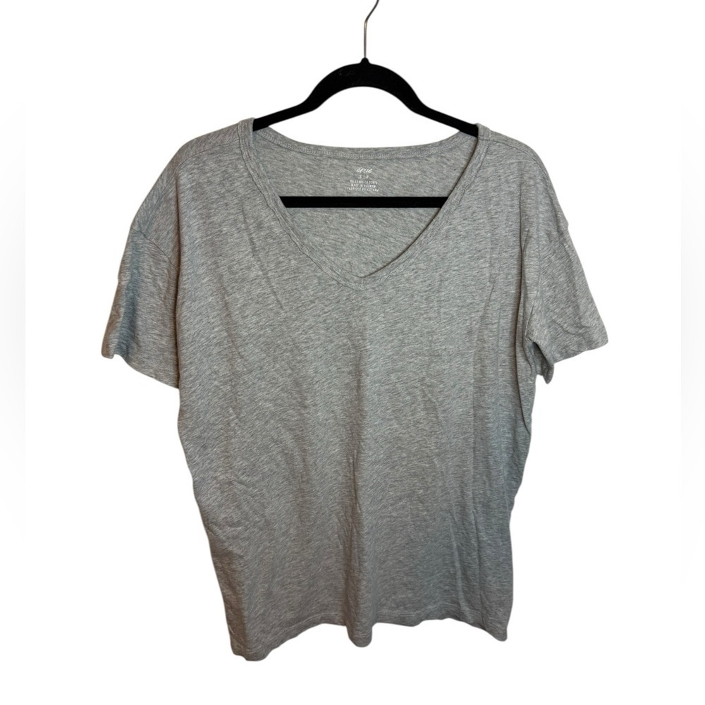 Aerie Classic Gray Cotton V-Neck Tee